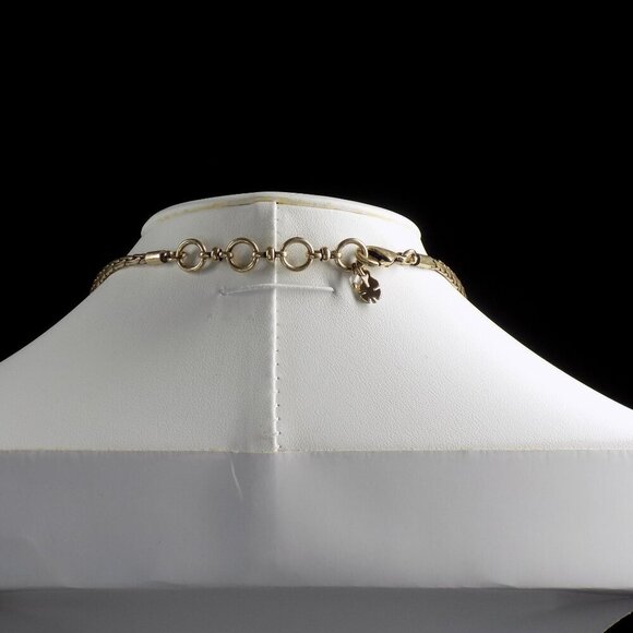 Lucky Brand Necklace Wood Brass Tribal Collar Statement Rustic 15" 1.5" extender - Picture 7 of 9